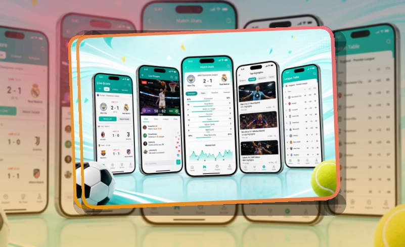 沉浸式App入口 · 移动端追赛入口 · 比分变化及时掌握界面展示